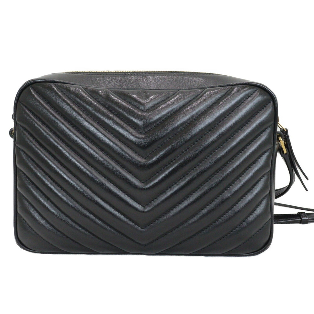 Saint Laurent Fringed Shoulder Quilted Camera Bag Lou Leather Black